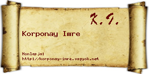 Korponay Imre névjegykártya